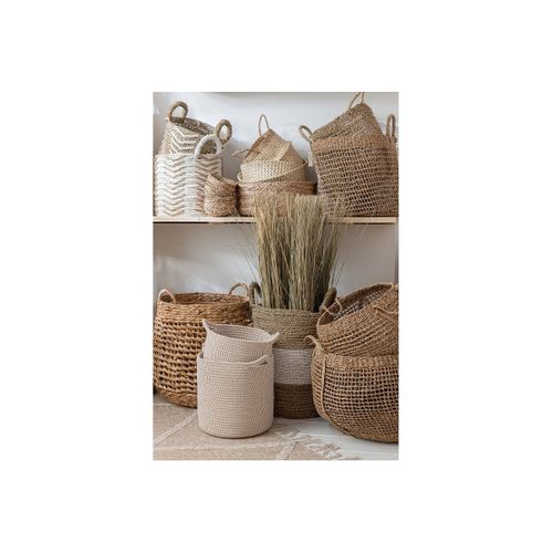 Lot De 2 Paniers De Rangement "chevron" 39cm Naturel et Blanc