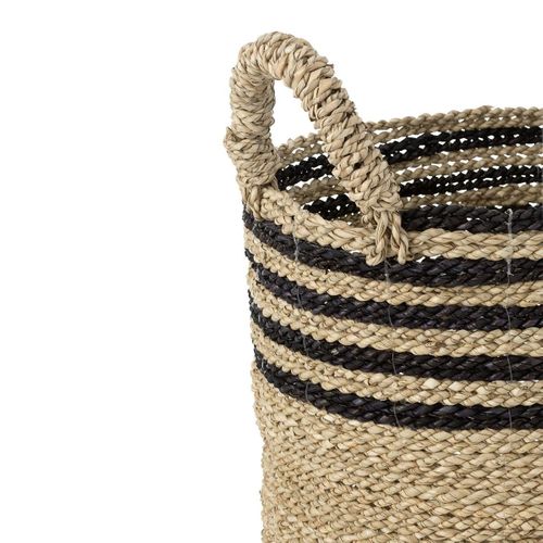 Lot De 3 Paniers De Rangement "aline" 46cm Naturel et Noir