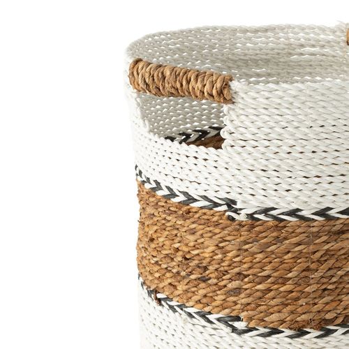 Lot De 3 Paniers De Rangement "laura" 40cm Blanc et Naturel