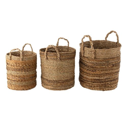 Lot De 3 Paniers De Rangement "lucie" 58cm Naturel