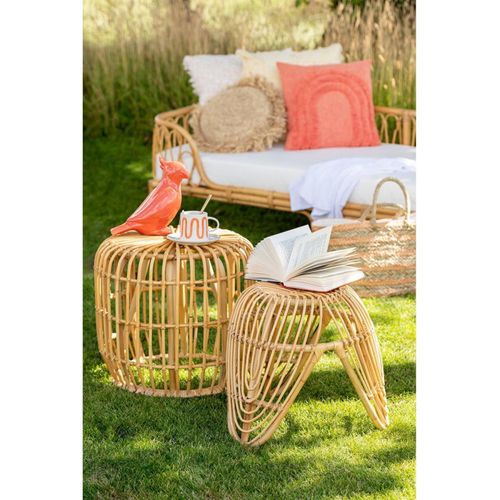 Tabouret Design En Rotin "léa" 44cm Naturel