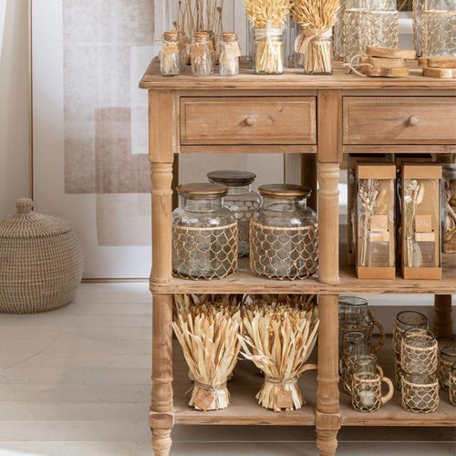 Photophore Design "tricot" 13cm Transparent et Naturel