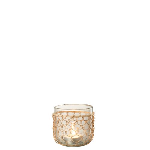 Photophore Design "tricot" 13cm Transparent et Naturel