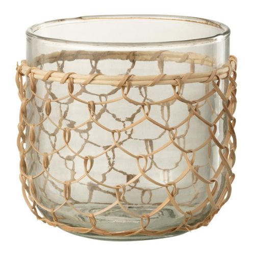 Photophore Design "tricot" 13cm Transparent et Naturel