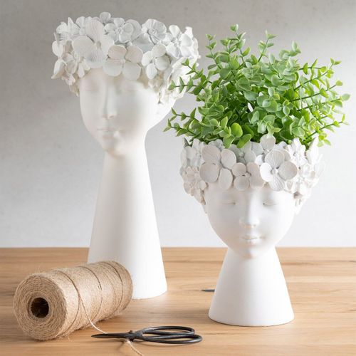 Cache-pot Déco "tête" 23cm Blanc