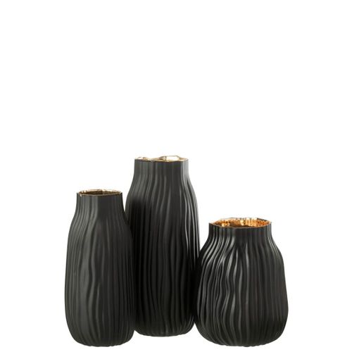 Vase à Rainures En Verre "louis" 26cm Noir