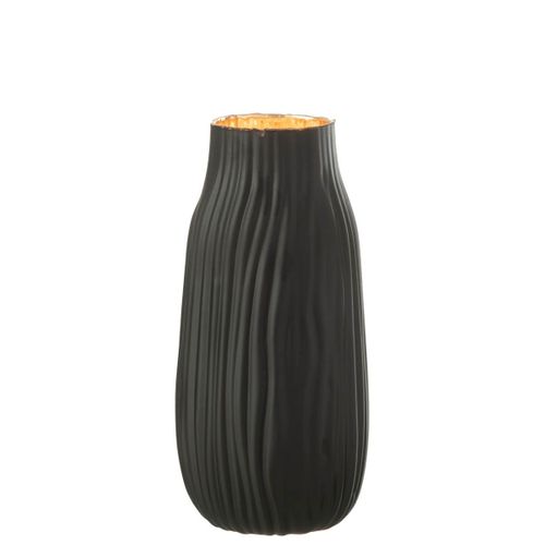 Vase à Rainures En Verre "louis" 26cm Noir