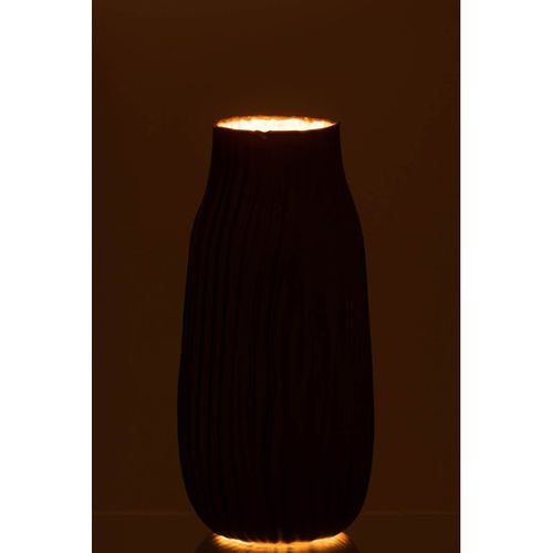 Vase à Rainures En Verre "louis" 26cm Noir