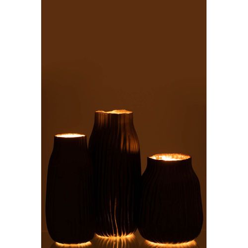 Vase à Rainures En Verre "louis" 26cm Noir