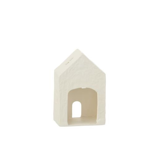 Bougeoir Déco 1 Bougie "maison" 19cm Blanc