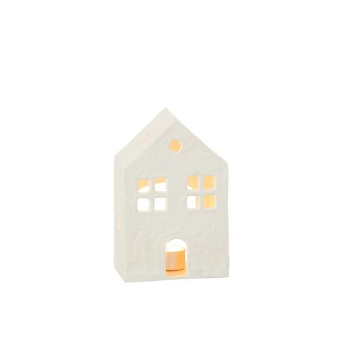 Bougeoir Déco 1 Bougie "maison" 19cm Blanc