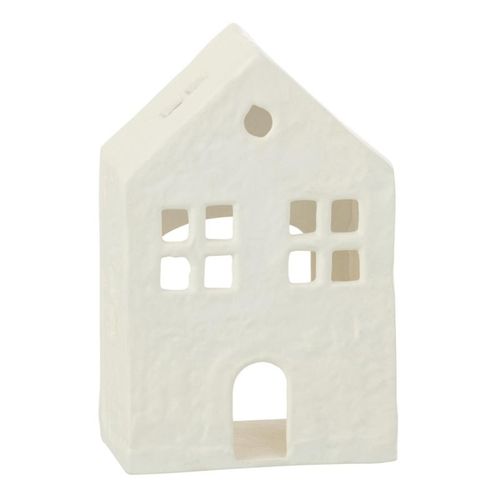 Bougeoir Déco 1 Bougie "maison" 19cm Blanc
