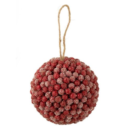 Boule De Noël Déco "baies" 17cm Rouge