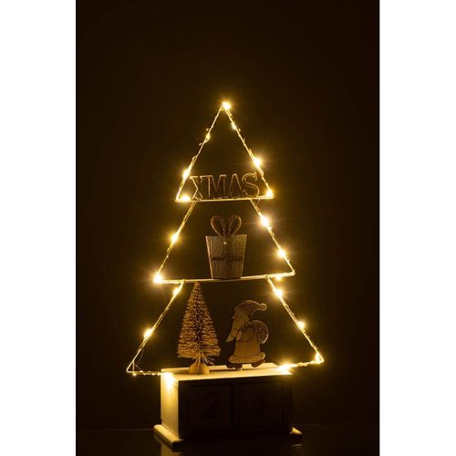 Calendrier De Noël à LED "sapin" 31cm Blanc et Or