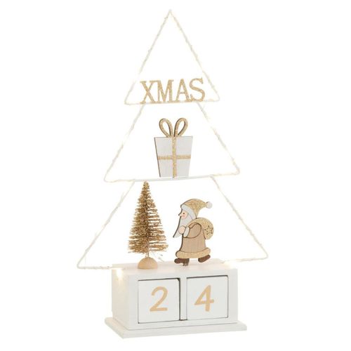 Calendrier De Noël à LED "sapin" 31cm Blanc et Or