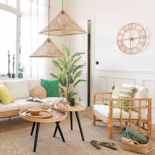 Horloge Murale En Rotin "roman" 100cm Naturel