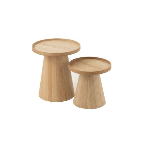 Tables Basses Rondes En Bois Naturel (set De 2) - Agathe