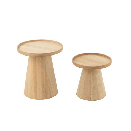Tables Basses Rondes En Bois Naturel (set De 2) - Agathe