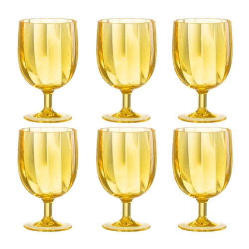 Lot De 6 Verres à Vin Réutilisable "plastique" 31cl Jaune