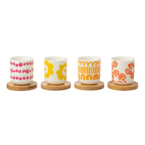 Lot De 4 Tasses à Café et Sous-tasses "fiesta Sud" 10cl Multicolore