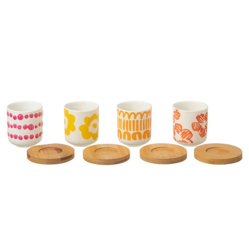 Lot De 4 Tasses à Café et Sous-tasses "fiesta Sud" 10cl Multicolore