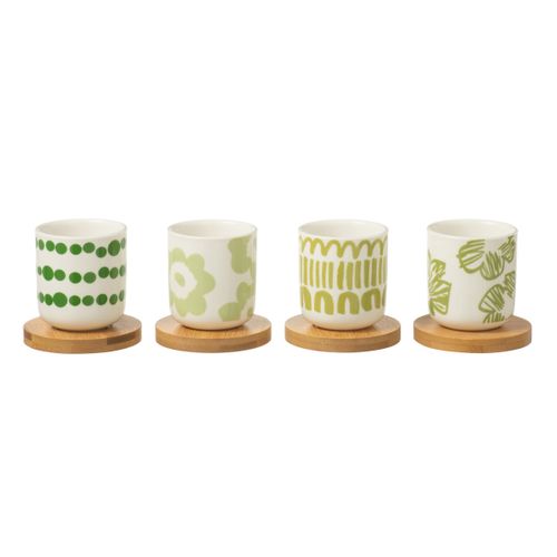 Lot De 4 Tasses à Café et Sous-tasses "fiesta Sud" 10cl Vert