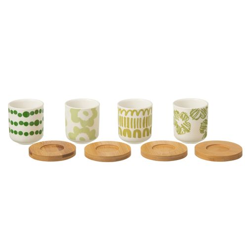Lot De 4 Tasses à Café et Sous-tasses "fiesta Sud" 10cl Vert