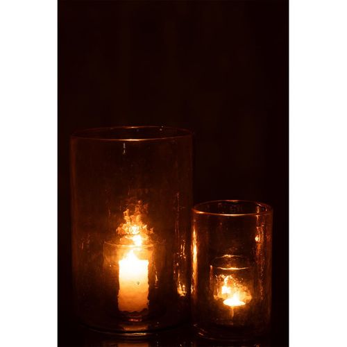 Photophore Double En Verre "hurricane" 20cm Jaune