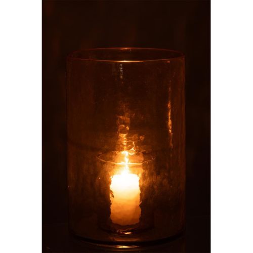 Photophore Double En Verre "hurricane" 30cm Jaune