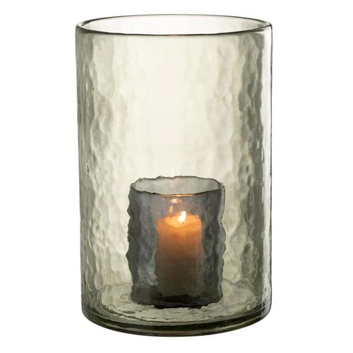 Photophore Double En Verre "hurricane" 30cm Vert