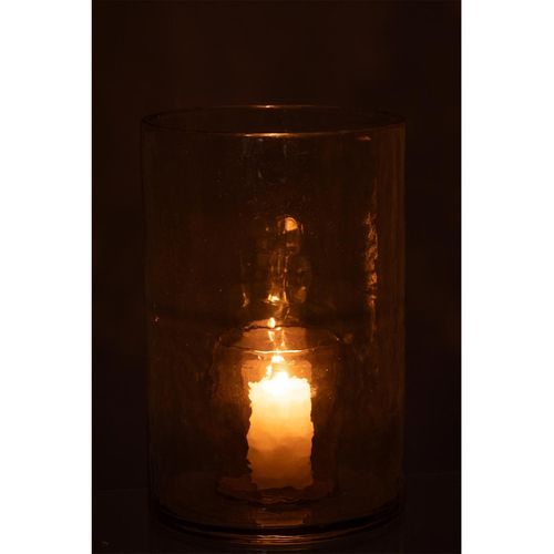 Photophore Double En Verre "hurricane" 30cm Vert