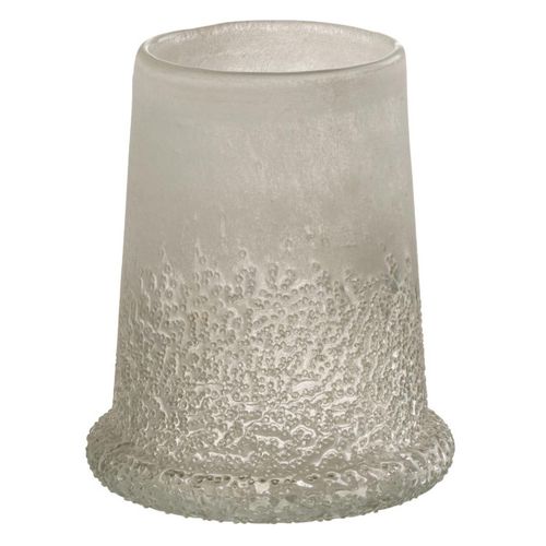 Photophore En Verre "sucre" 15cm Blanc