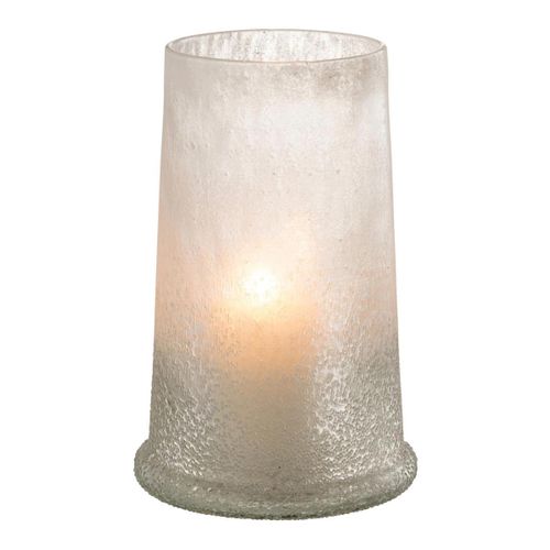 Photophore En Verre "sucre" 28cm Blanc