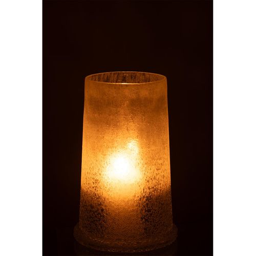 Photophore En Verre "sucre" 28cm Blanc