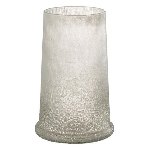 Photophore En Verre "sucre" 28cm Blanc