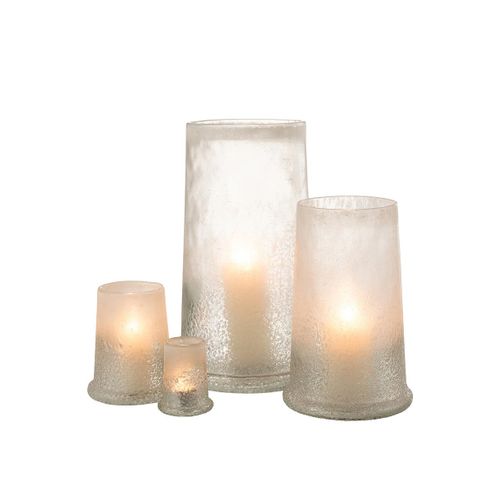 Photophore En Verre "sucre" 28cm Blanc