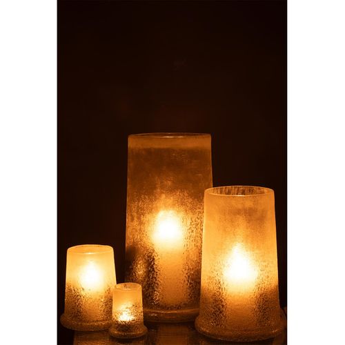 Photophore En Verre "sucre" 28cm Blanc