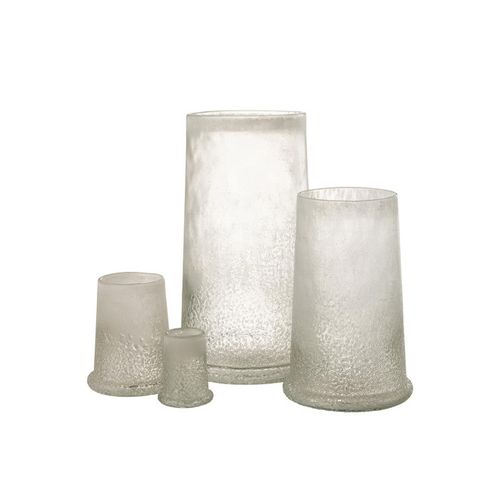 Photophore En Verre "sucre" 38cm Blanc