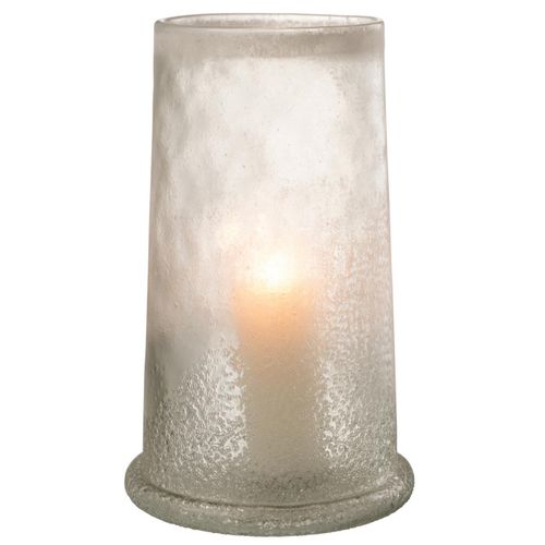 Photophore En Verre "sucre" 38cm Blanc