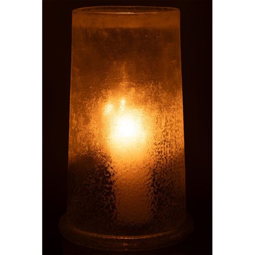 Photophore En Verre "sucre" 38cm Blanc