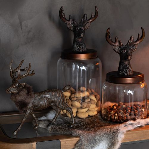 Statuette Déco Cerf "imitation Fourrure" 24cm Marron