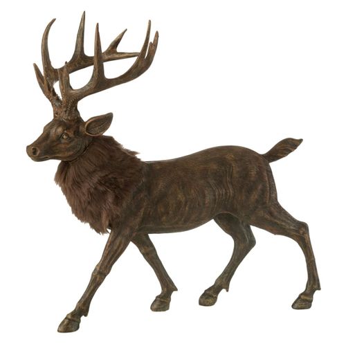 Statuette Déco Cerf "imitation Fourrure" 39cm Marron