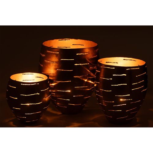 Lot De 3 Photophores En Métal "wilburn" 52cm Or