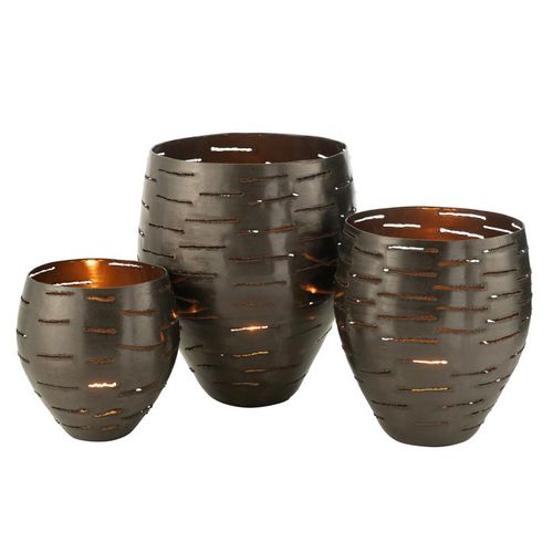 Lot De 3 Photophores En Métal "wilburn" 52cm Noir