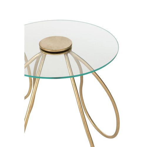 Lot De 2 Tables D'appoint En Verre "médusa" 54cm Doré