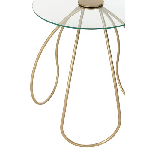 Lot De 2 Tables D'appoint En Verre "médusa" 54cm Doré