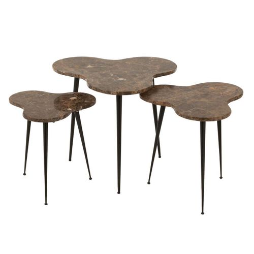 Lot De 3 Tables D'appoint Gigogne "abeille" 61cm Marron