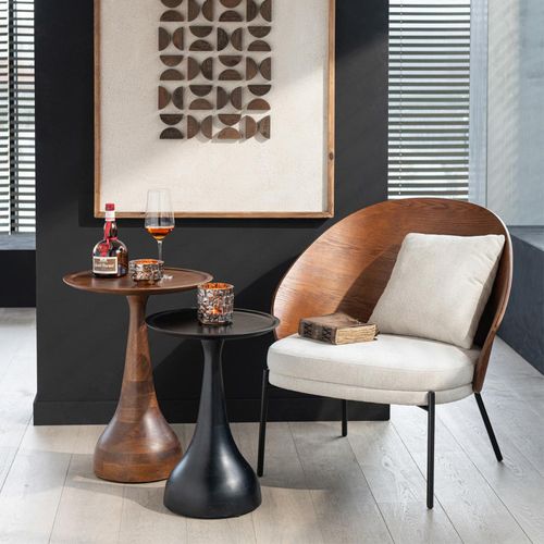 Lot De 2 Tables D'appoint "paro" 59cm Marron et Noir