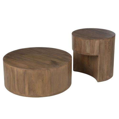 Lot De 2 Tables Basses En Bois "toge" 75cm Marron
