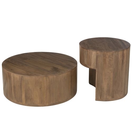 Lot De 2 Tables Basses En Bois "toge" 75cm Marron
